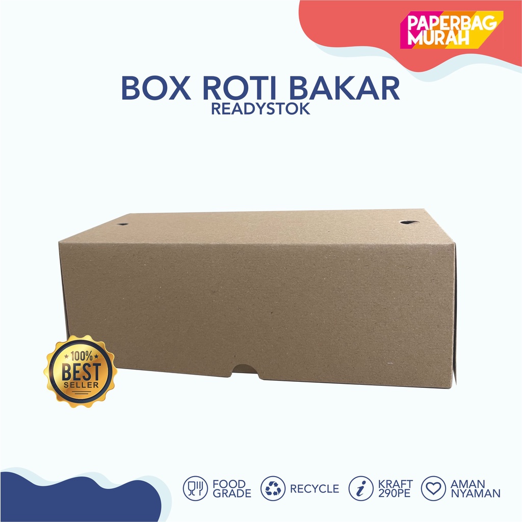 (LAMINASI) Dus Roti Bakar Bandung Box Roti tinggi 7x20x8 Gembong Kemasan Roti Kraft 290 Anti Cairan