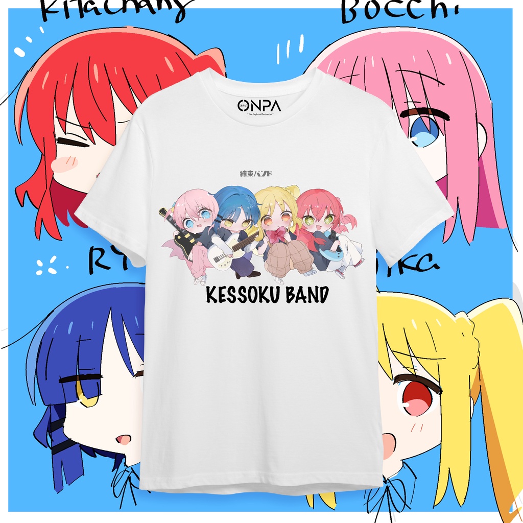 Kaos Bocchi The Rock Chibi - UNISEX - Kita Ikuyo , Gotou Hitori , Yamada Ryou & Ijichi Aijika