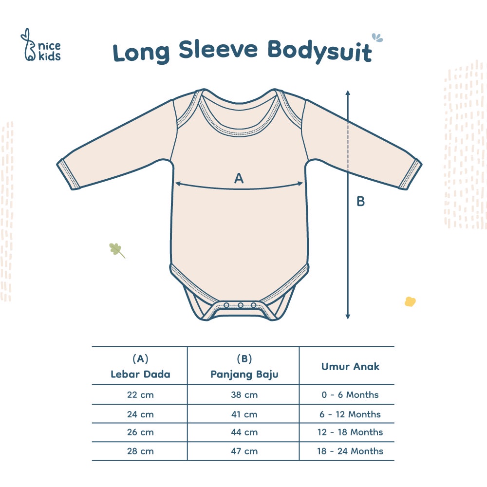 Nice Kids - Long Sleeve Baby Bodysuit Romper Lengan Panjang Anak Bayi