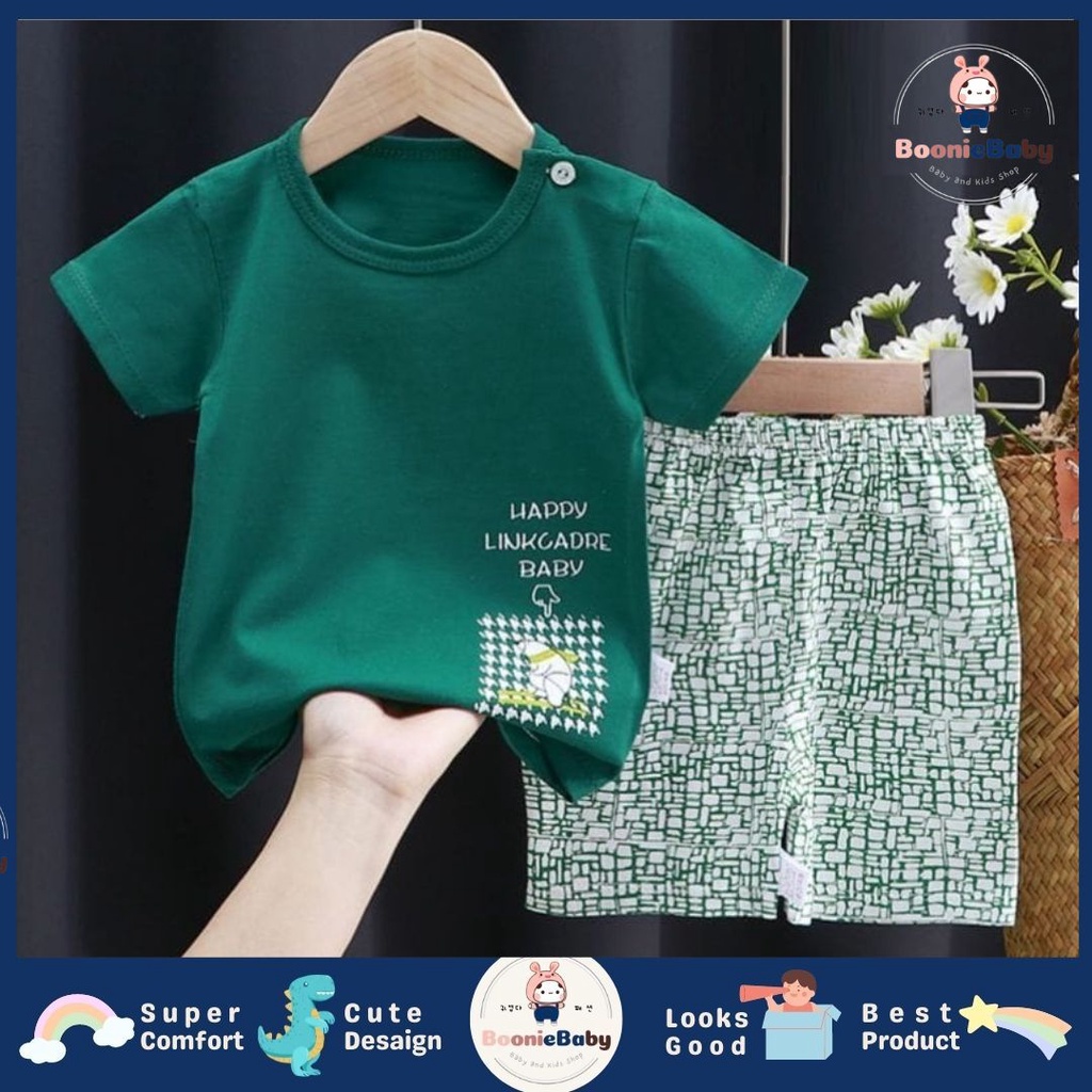 BOONIE BABY SETELAN BAJU LAKI-LAKI BAYI IMPORT UMUR 0-24 BULAN/SETELAN BAJU LENGAN PENDEK BAYI