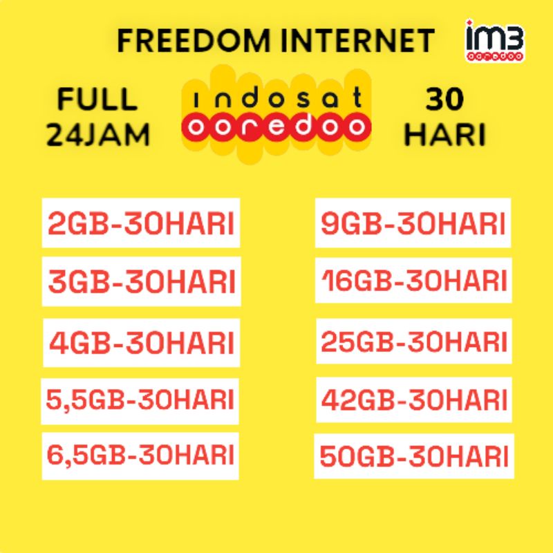 Paket data indosat freedom internet kuota indosat