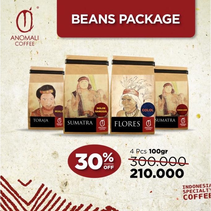 

[BISA COD] Anomali Coffee PAKET Biji Kopi Indonesia 4pack