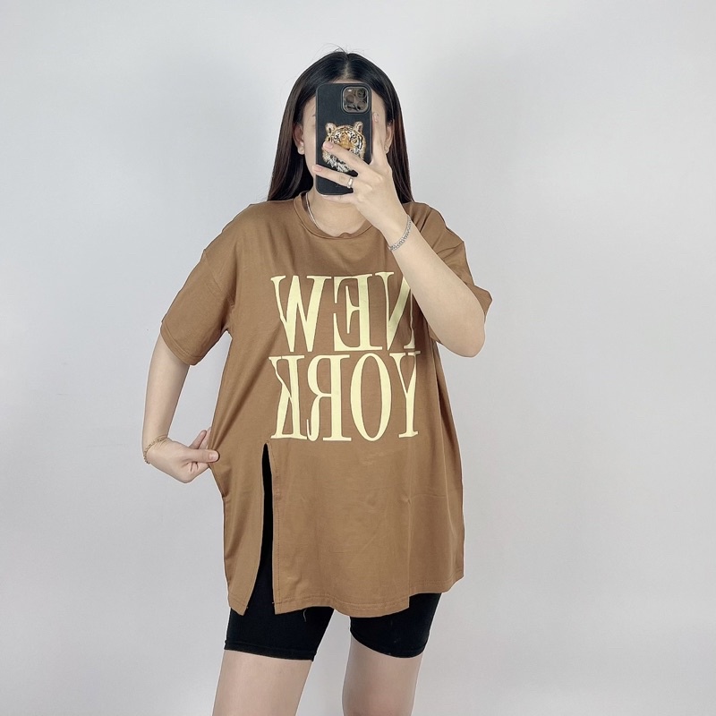 Kaos Oversize Slit NY/ Atasan Jumbo wanita