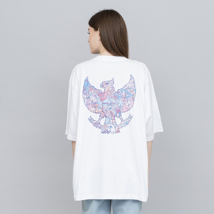 Houseofcuff Kaos Oversized T-shirt Wanita Unisex Tebal Putih Garuda