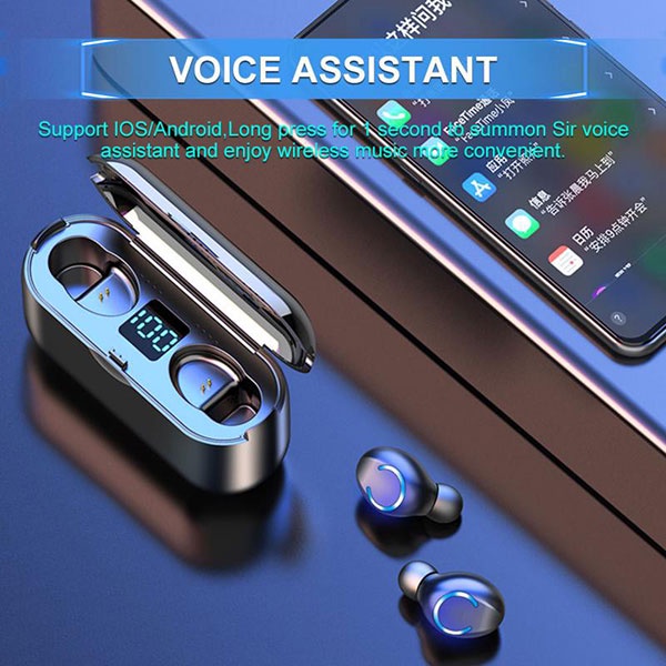 F9-8 Headset Bluetooth 5.2 TWS Bass with Powerbank Noise Reduction Earphone Wireless IPX7 Waterproof HiFi Stereo Sound Headphone Henset Bloetooth with Microphone Sport Handset Gaming Hedset Handsfree Earbuds Hendset Hanset Hetset Heandset Android