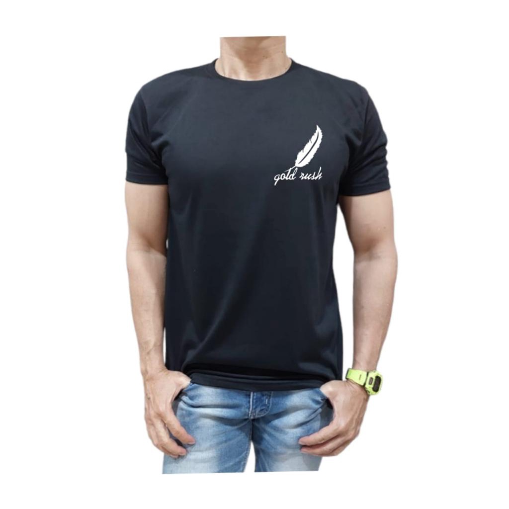 KAOS BAHAN KATUN KUALITAS PREMIUM MODEL BULU AYAM GOLD RUSH NYAMAN DIPAKAI