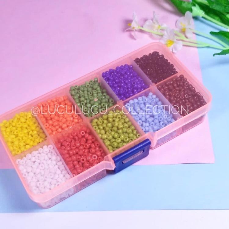IQWF-66 Monte Pasir Set / Starter Kit DIY Seed Beads / DIY Strap Masker Gelang Kalung Manik Korea Ba