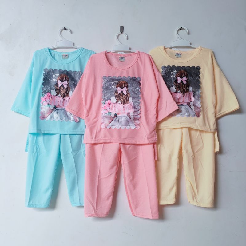 Setelan Oversize SLEBEW viral 3 4 5 6 7 8 9 10 tahun baju anak cewek perempuan terbaru Fatonah Shop pom pom ( SETELAN slebew GirLsJAPAN )