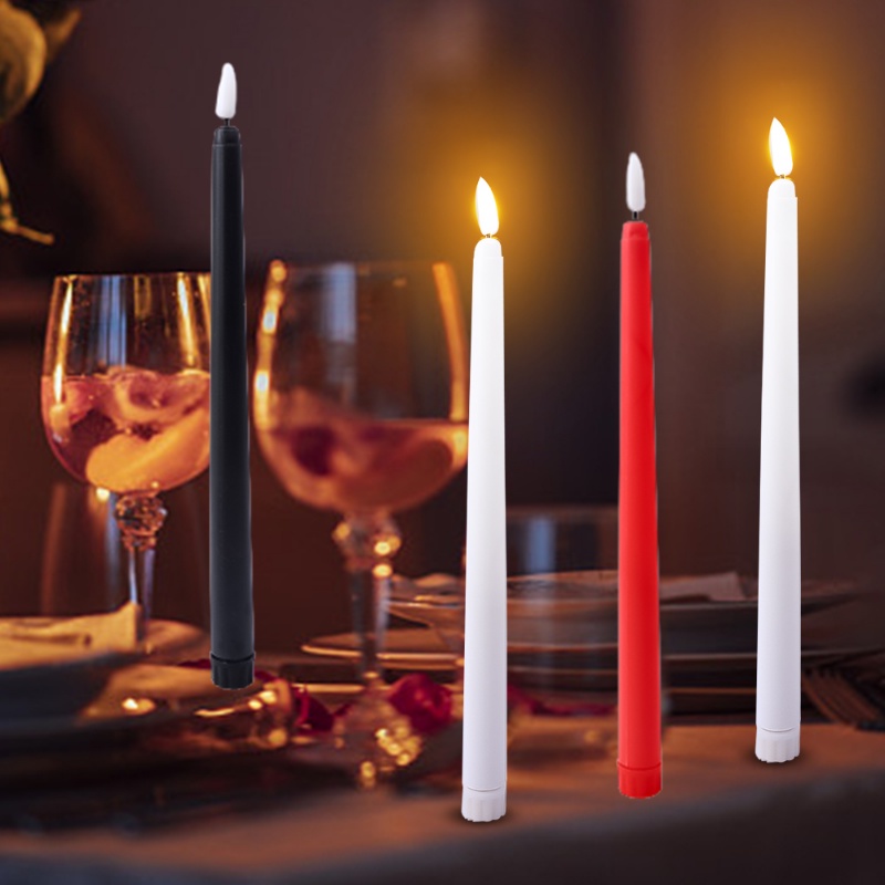 Multicolor Simulasi 3D LED Batang Panjang Elektronik Lilin Cahaya Warm White Flameless Taper Candles Lamp Untuk Dekorasi Meja Pesta Pernikahan