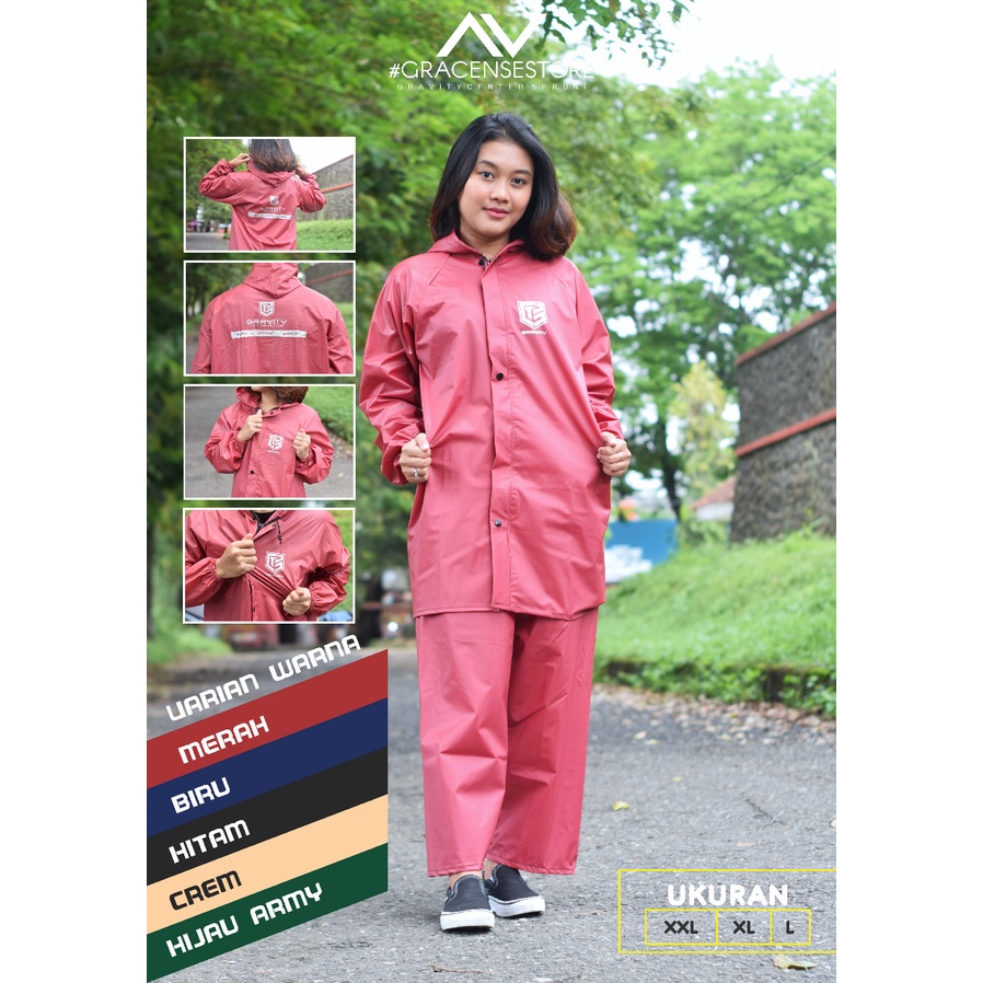 JAS HUJAN ANTI REMBES MANTEL TERBAIK SETELAN JAKET CELANA UNISEX NO BOCOR BOCOR By Gravity Raincoat