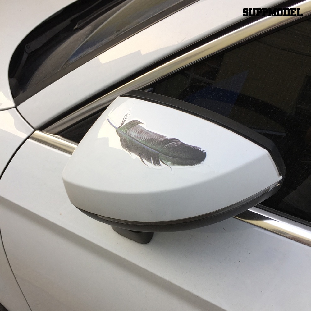 [Dekorasi] 1set Kreatif Bulu Warna-Warni Body Mobil Stiker Cermin Hias Decal Decor