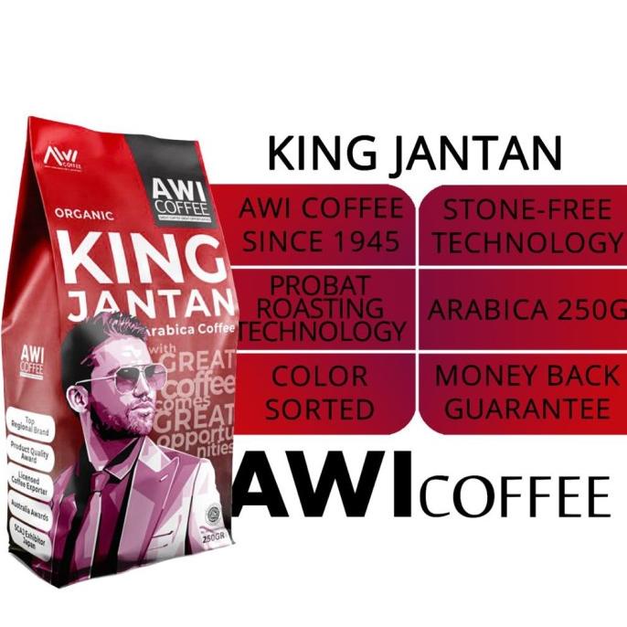 

[BISA COD] Awi Coffee King Jantan Peaberry 250gr Bubuk|MandhelingSpecialty|Lanang