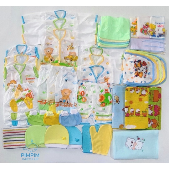 50 Pcs Paket Perlengkapan Bayi Baru Lahir LENGKAP EKONOMIS Set Kado Lahiran Baju Bayi Newborn Murah Hemat