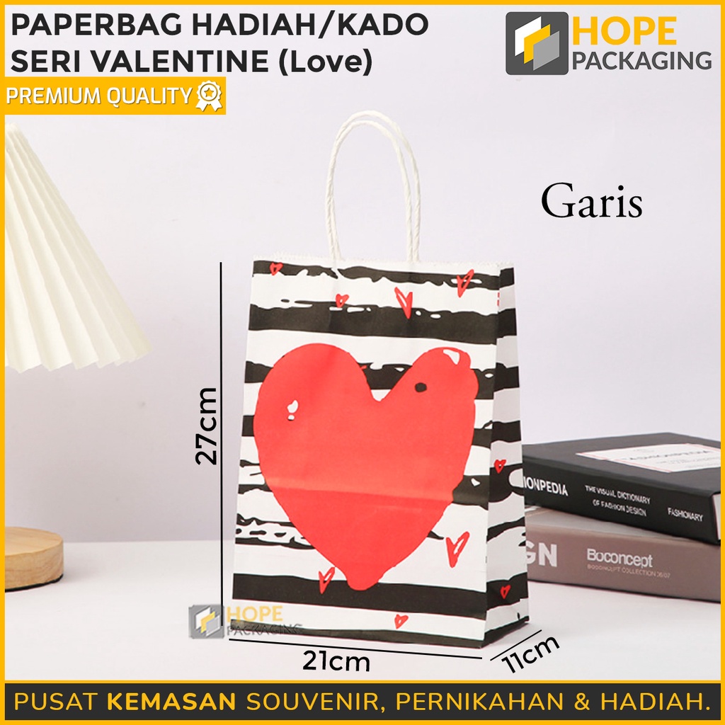 [ ISI 3 PCS ] PaperBag Hadiah Kado Seri Valentine Love M= 27x21x11 cm / Paper Bag Tas kertas