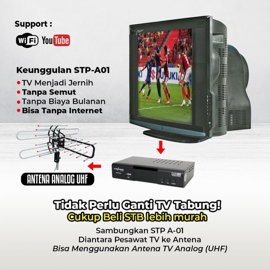 Advance STB Set Top Box TV Digital Receiver Penerima Siaran Full HD/ STB Wifi Bisa Youtube DVB-T2  (Bisa dapet semua channel )