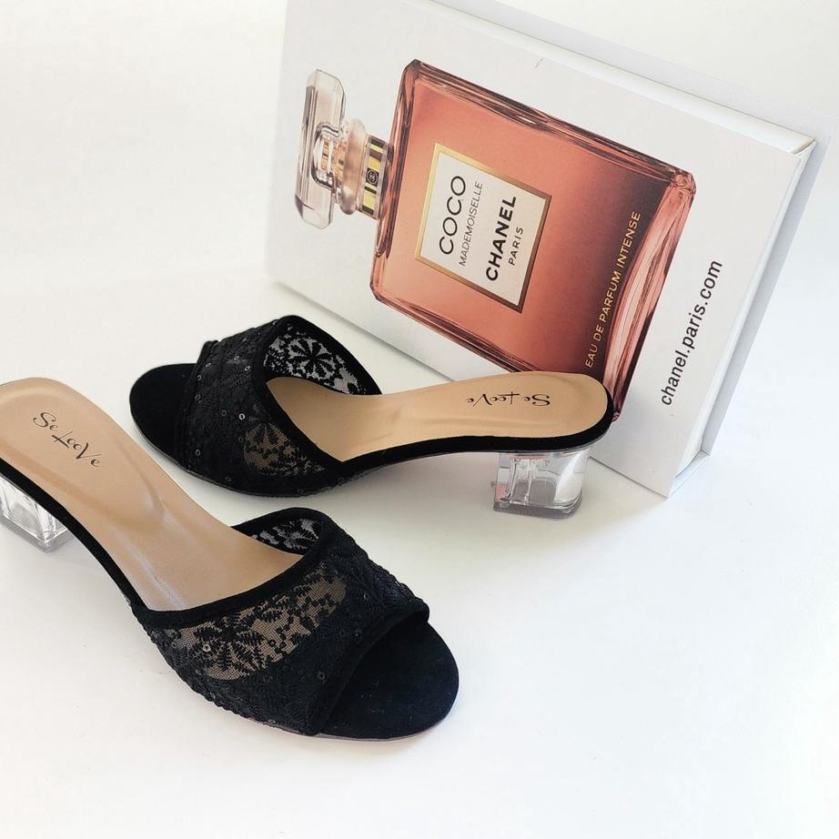 Stok Terbaru Seloove - Shla Sandal Heels Pesta / Heels Kaca / heels kaca 5cm / heels kondangan / hee