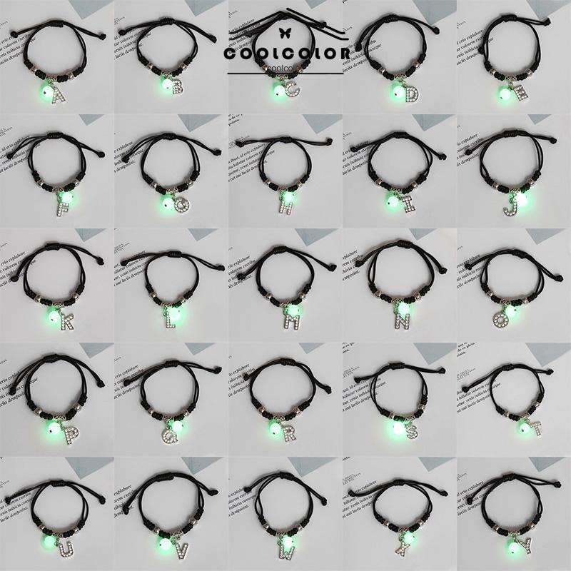 COD❤️26 Huruf Inggris Gelang Bercahaya Gelang Tenun Pasangan Persahabatan Hadiah Perhiasan Persahabatan- cl