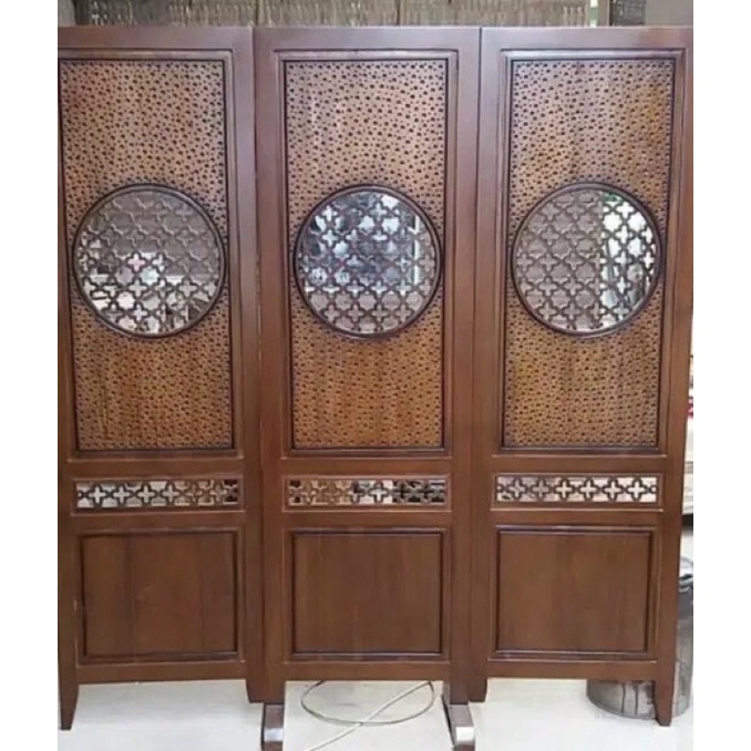 PARTISI UKIR BANGKU BAHAN KAYU JATI