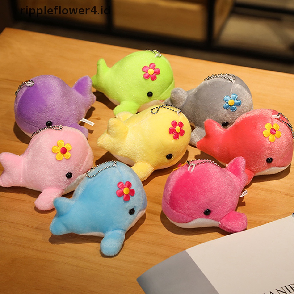 {rippleflower4.id} 1pc 12CM New Cute Animal Dolphin Mainan Mewah Liontin Kecil Gantungan Kunci Tas Dekorasi~