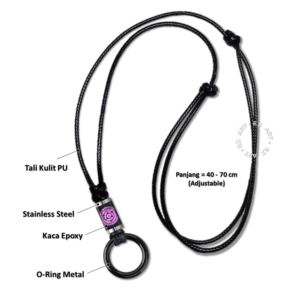 KALUNG CINCIN TABUNG GAMBAR ANIME NARUTO SHARINGAN RINEGAN AKATSUKI TALI KULIT KEPANG ANYAM KOREA