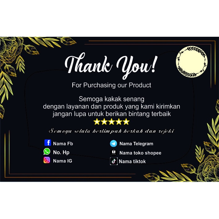 Kartu Ucapan Terima Kasih Online Shop / Thank You Card Custom / Syukuran / Ulang tahun Ultah dan lai
