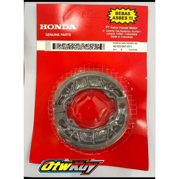 Kampas Rem Belakang Tromol/Brake Shoe Grand Supra Kharisma Revo Blade lama Honda AHM / 45120-001-011