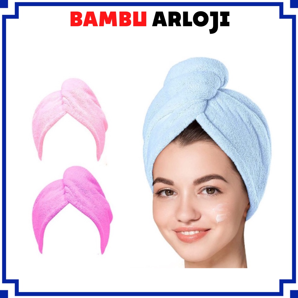 BAJ Handuk Keramas Hairtowel Handuk Turban Microbulu Handuk Kancing Handuk Keramas Cepat Kering Magic Head Towel Fast Dry Hair Bahan Microfiber Onehand AK086