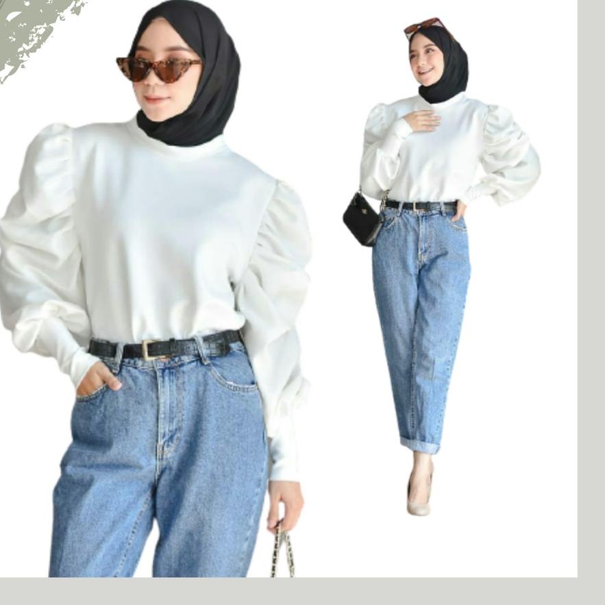 Terkini Atasan Wanita Terbaru Melva Blouse, Blouse Wanita Lengan Balon, Bluse Inner Kekinian Termura