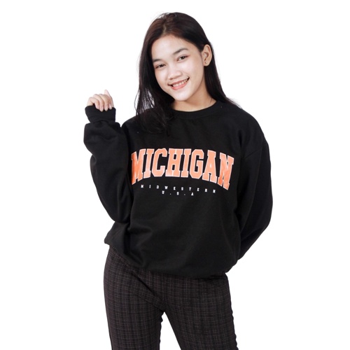 Promo Baju atasan wanita terbaru Sweater Wanita MICHIGAN Crewneck | Sweater Wanita OVERSIZE FIT TO XL