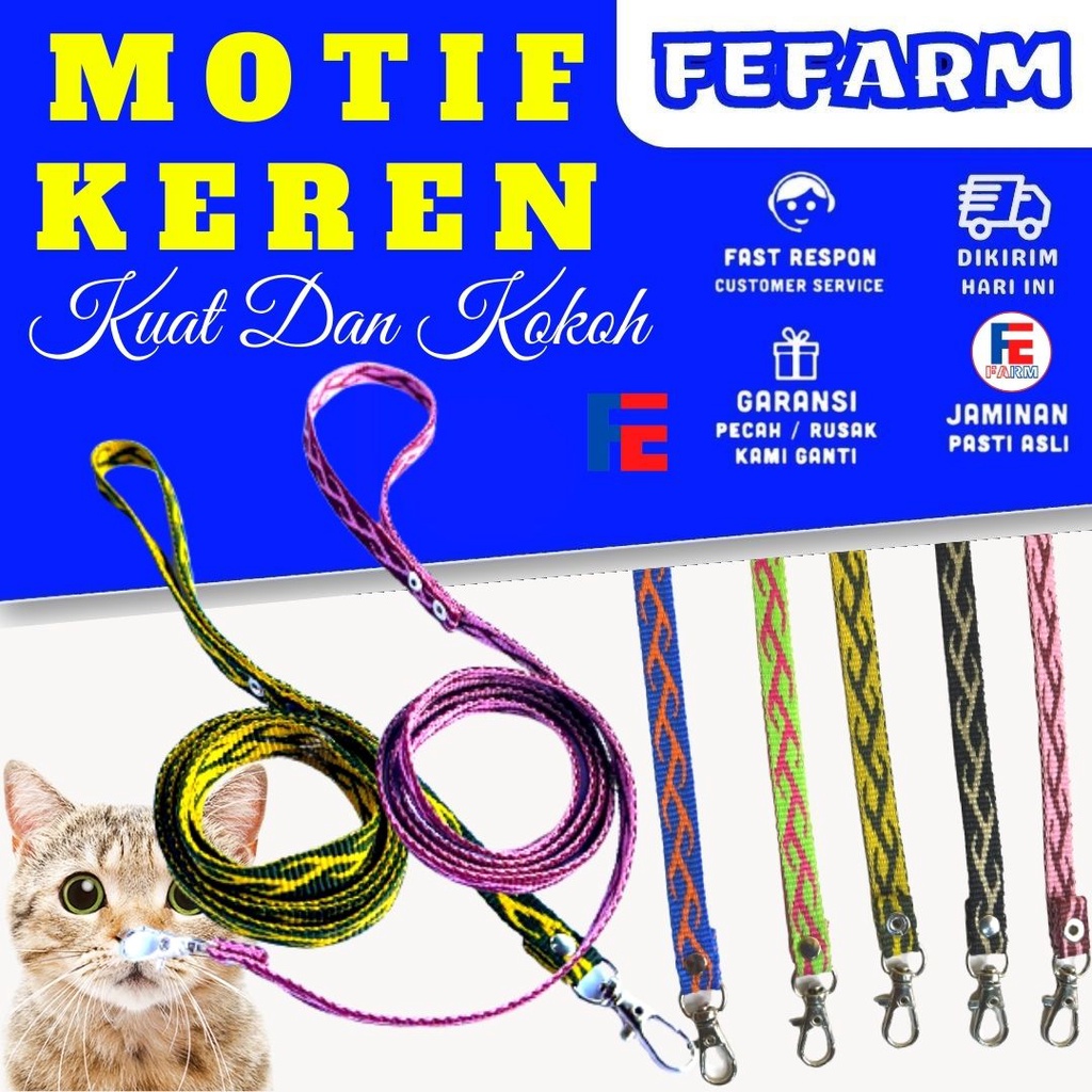 Tali Tuntun Anjing Adjustable Motif Akar Webbing untuk Outdoor Kucing FEFARM