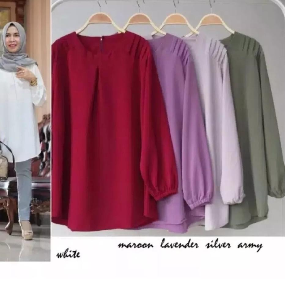 Chekout ATASAN SALMA BLOUSE / JUMBO XXXL LD 130 CM / BAJU WANITA JUMBO / REMPEL BAHU / XXXL / BAJU A