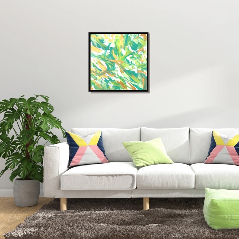 Gold Green - Abstract Painting lukisan abstrak pajangan dinding - Khay Things