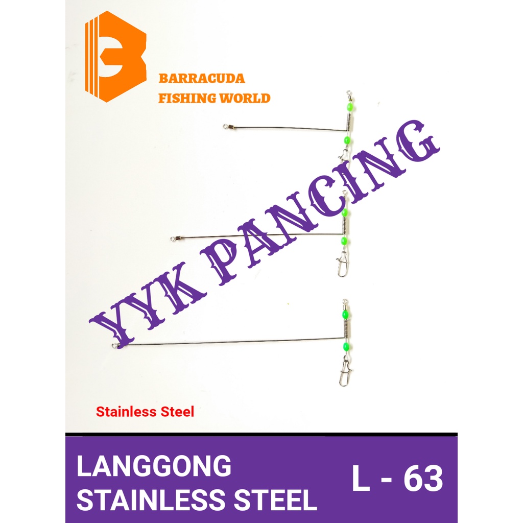 L 63 langgong 10 pcs stainless steel T spreader ranggung lingara pancing BARRACUDA kawat peranggung 