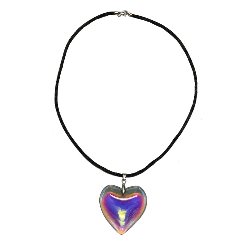 Siy Goth Chains Necklace Hyperbole Punk Choker Dengan Liontin Hati Besar Rantai Klavikula