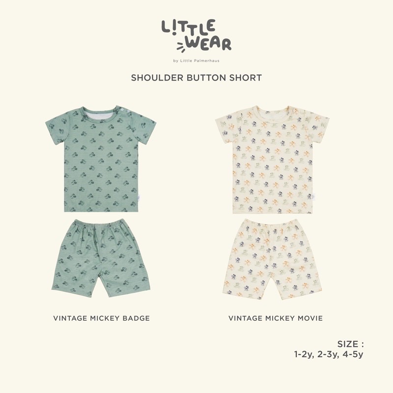 Little Wear Little Palmerhaus Button shoulder short (1-5 thn) Setelan Baju rumah anak