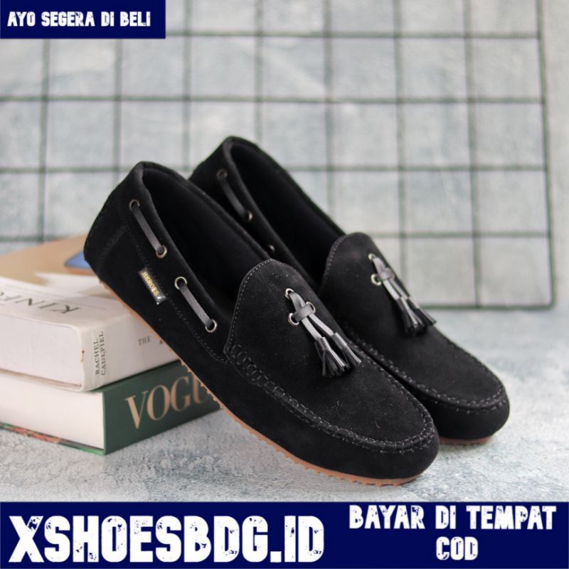 Promoo Sepatu Slip On Pria Santai Casual Formal Suede Kerja Kuliah Kantor Kondangan