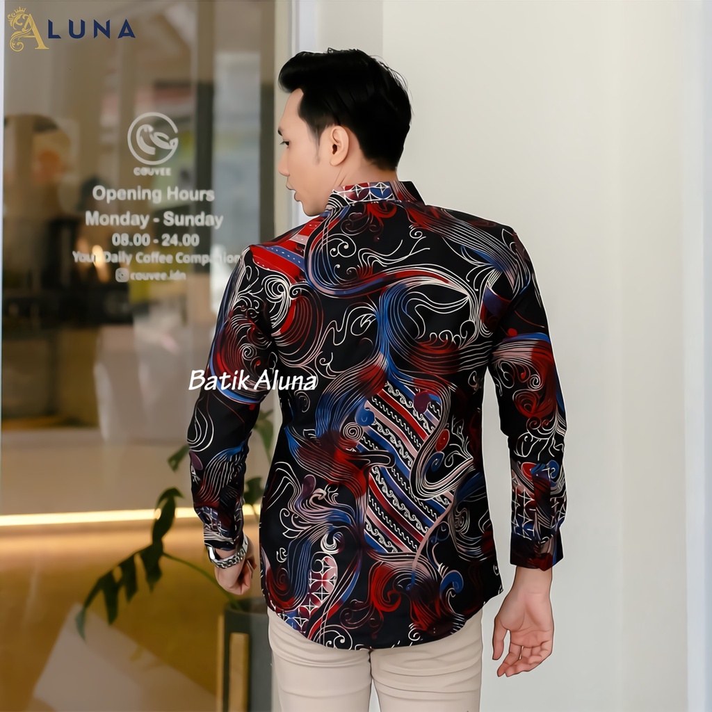 Batik Pria Cowok Lengan Panjang Slimfit Atasan Batik Premium Pria Cowok Batik Pekalongan Kekinian Original Modern Seragam Kantor Jumbo SBA 03