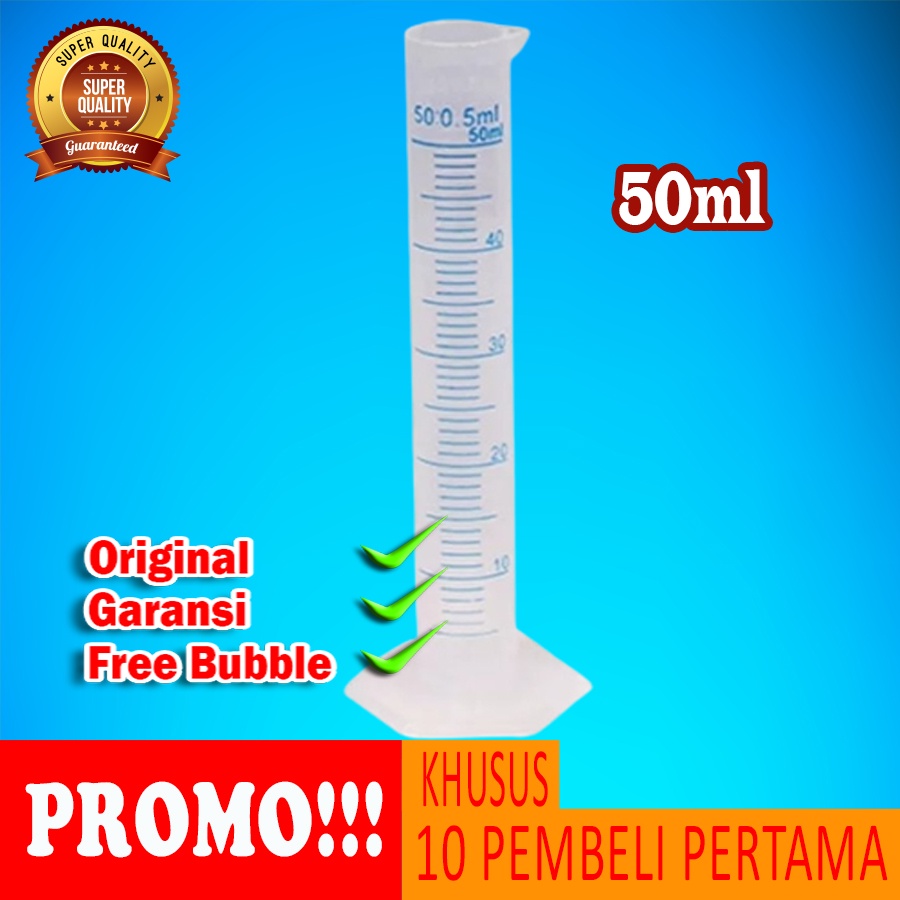 Gelas Ukur Tabung Takar 50ml Plastik Takaran Parfume Air Minyak Kopi Espresso 10 25 50 100 ml