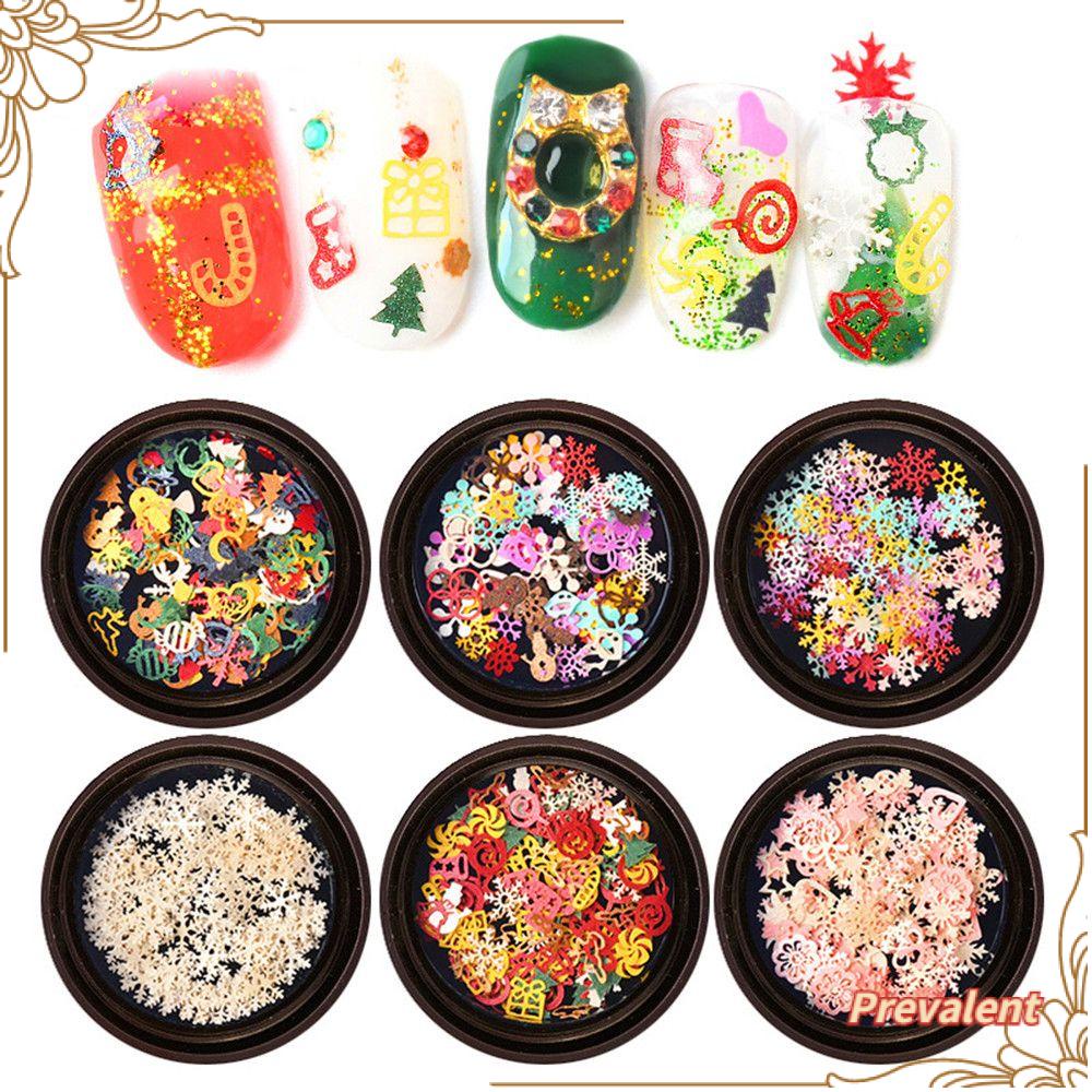Preva Nail Art Decor Glitter Stiker Kuku Warna Campur Dekorasi Natal 3D