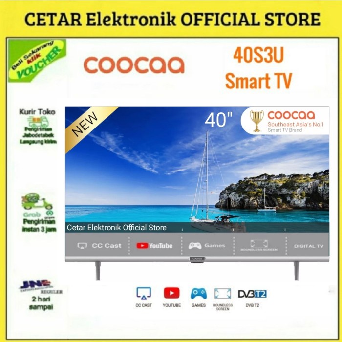 COOCAA LED TV 40 INCH FHD 40D3A garansi panel 3 thn new 2018 KOMPLIT
