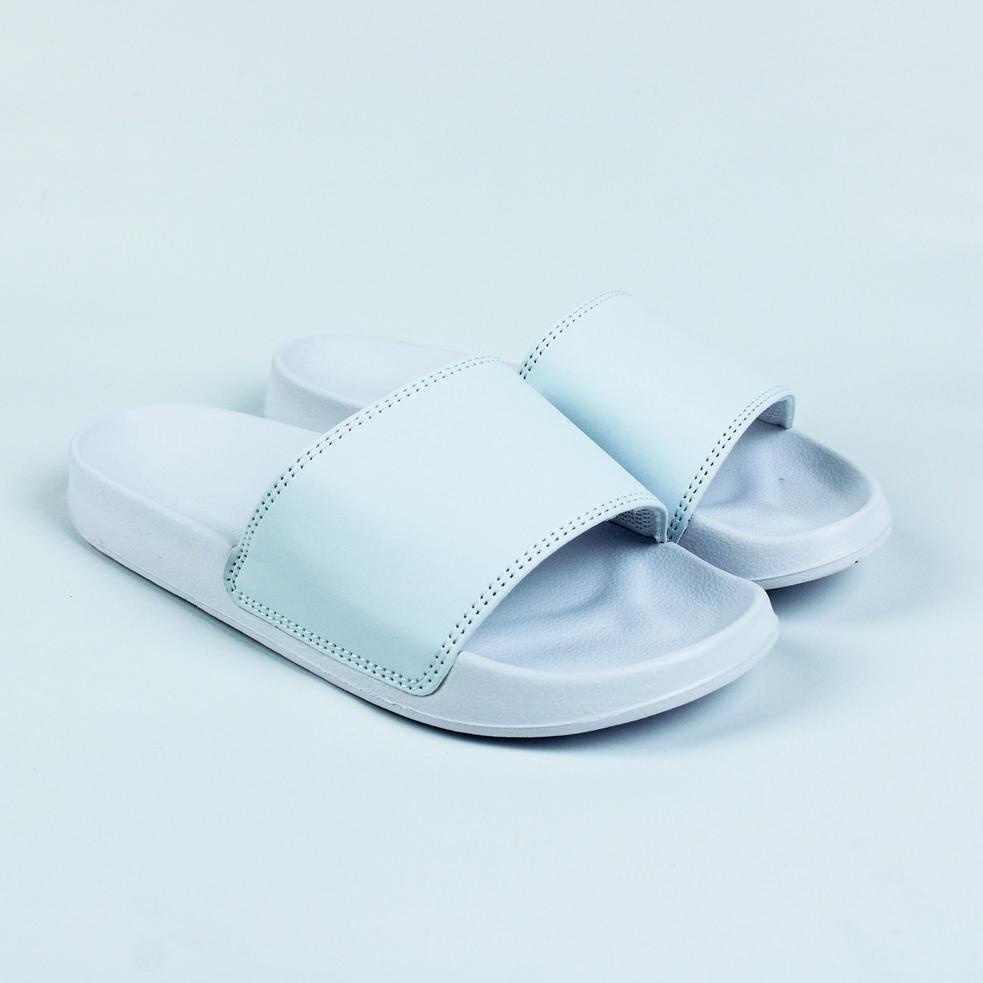 O18J BOYSE Sandal Selop Pria Wanita Putih Full White  Polosan Terbaru / Sandal Slip On Polos / Sanda