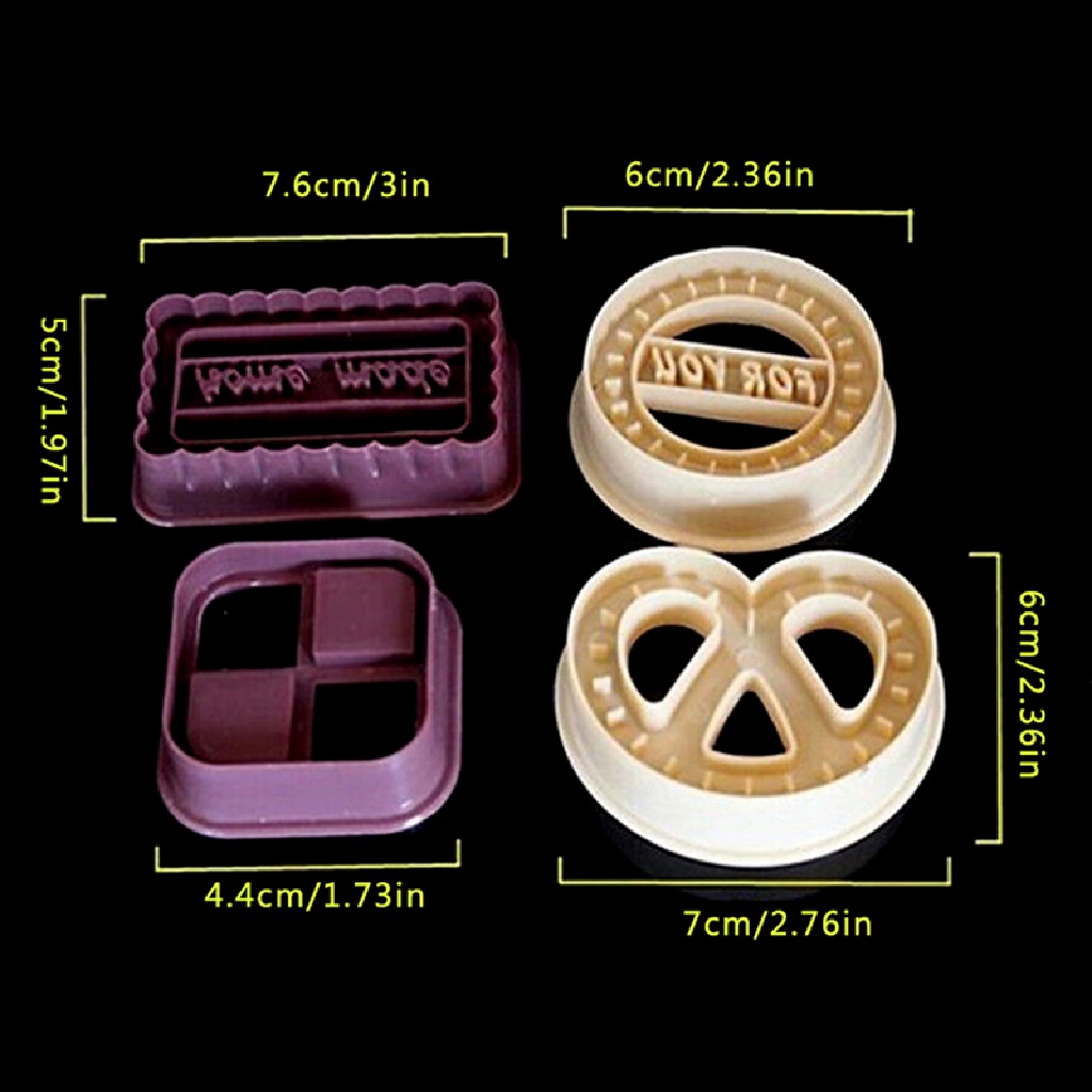 Deid 4Pcs Square Round Cookie Biscuit Cutter Set Roti Fondant Kue Cetakan Baking Tools Martijn