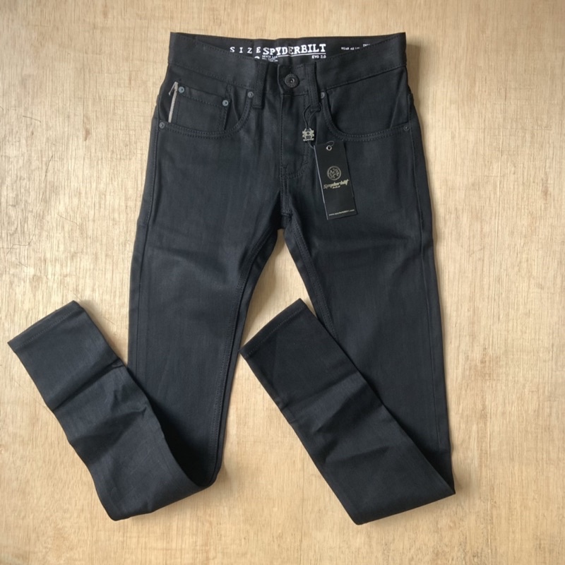 SPYDERBILT evo denim celana panjang jeans SKULLZ skinny BLACK NEW ORIGINAL 100%