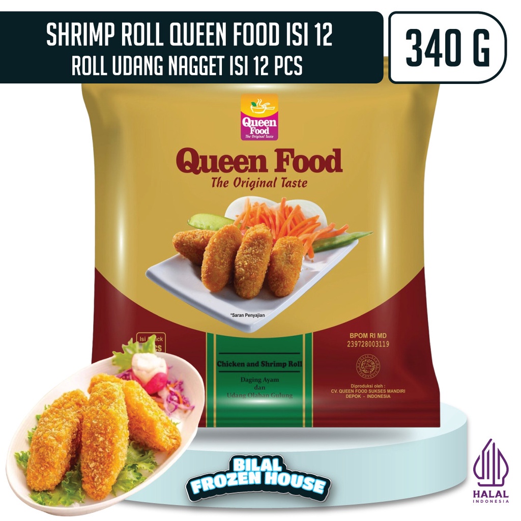 

Shrimp Roll Queen Food Isi 12pcs - Daging Ayam dan Udang Olahan Gulung