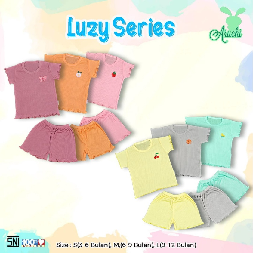 Aruchi Luzy Series 6-12 Bulan Setelan Ruffle Rib Anak Perempuan CBKS