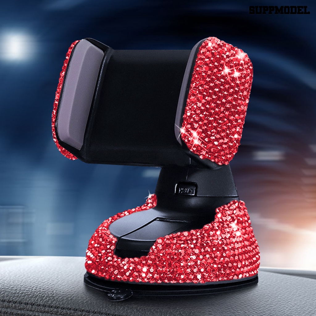 [Auto] Braket Navigasi Mobil Kerajinan Tangan Berlian Imitasi Multi-Siku Rotasi Sudut Built-in Musim Semi Ditarik Otomatis Tetap Aksesori Mobil Kompatibilitas Lebar