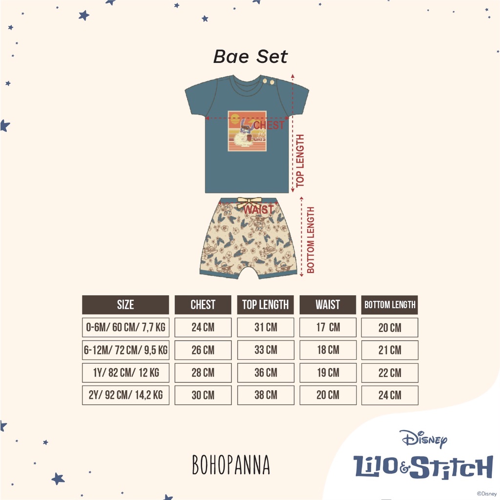 BOHOPANNA | BOHO | BOHO PANNA BAE SET | STELAN ANAK ANAK | STELAN MOTIF LILO STITCH CHIP AND DALE | STELAN BOHOPANNA X LILO STITCH CHIP AND DALE