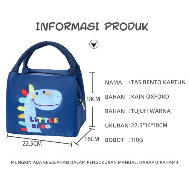 Holiven Tas Bekal Karakter Lunch Cooler Bag Salur Makanan Aluminium Kotak Makan Import Tas Kotak Makan Siang