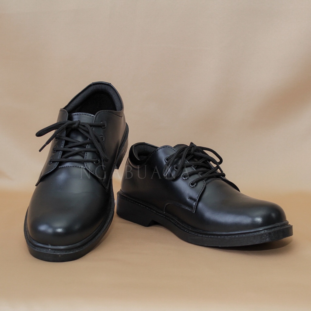 NGABUANA Sepatu Pantofel Kerja Formal Casual Black Doff Size 38-47