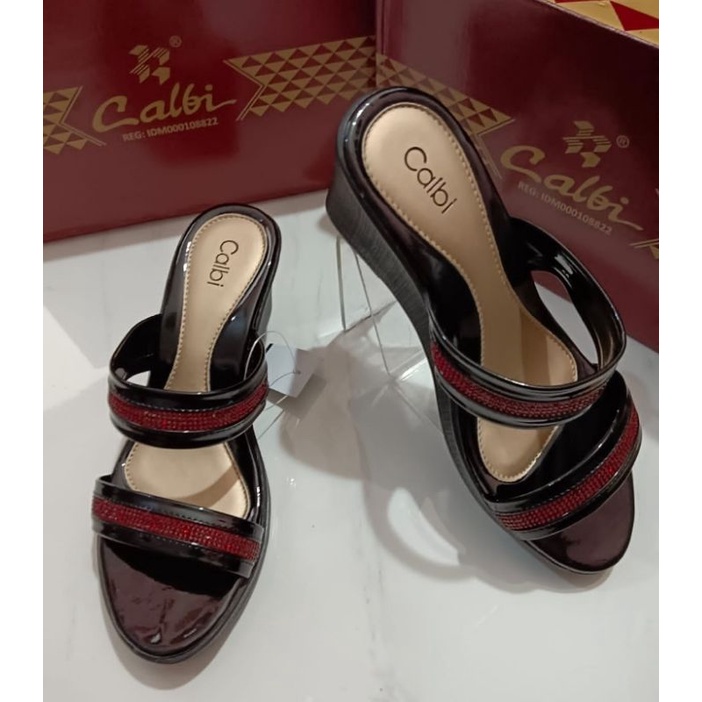 Sandal wanita tali dua merk calbi (AUX.198)